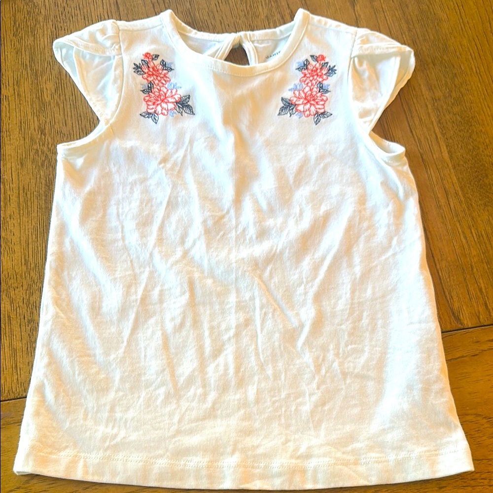 Janie and Jack girls 4T Floral Embroidered White Kids cotton top